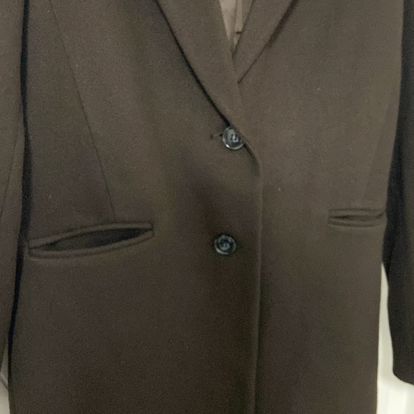 Long Dark Brown Coat with Buttons and Pockets - Picture 3 of 4